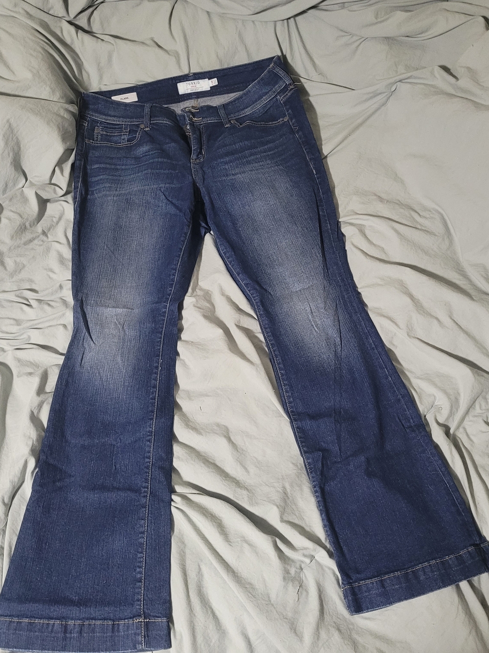 Torrid Dark Blue Flare Jeans with Fading 12R